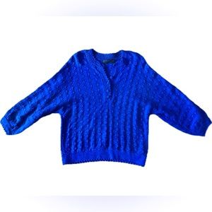 VINTAGE 60’s 70’s Boho Hippie royal blue knit sweater